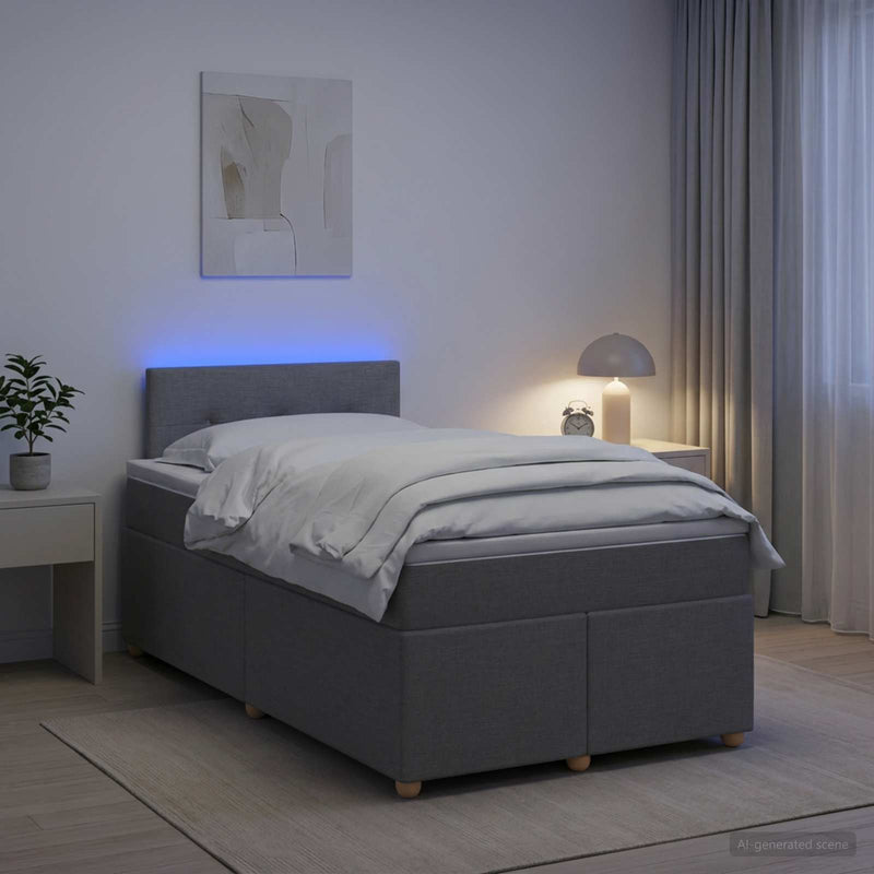 Pat boxspring cu saltea Gri deschis 120 x 190 cm Țesătură