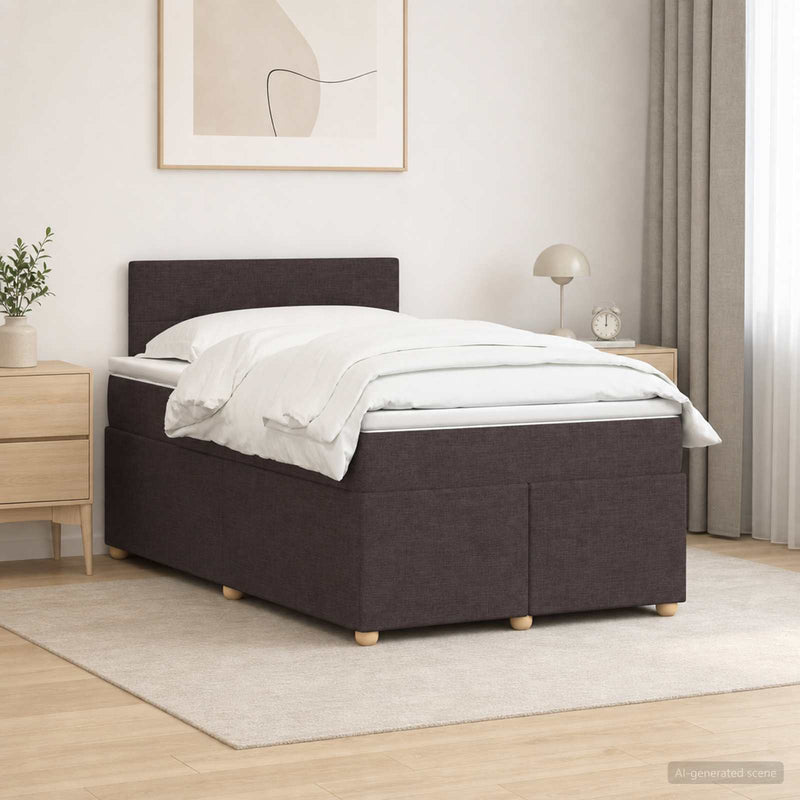 Pat boxspring cu saltea Maro închis 120 x 190 cm Țesătură