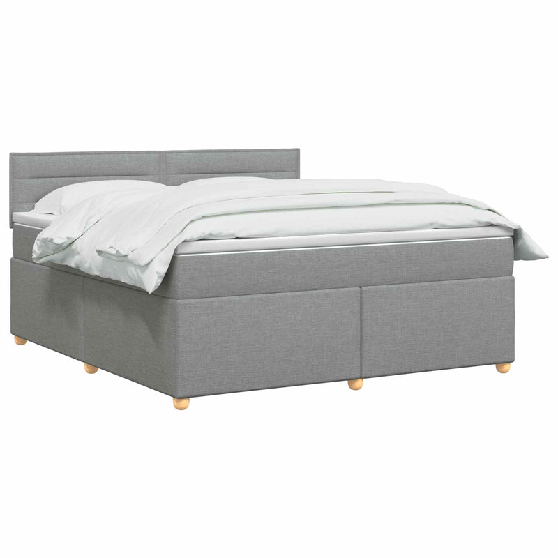 Pat boxspring cu saltea Gri deschis 140 x 200 cm Țesătură
