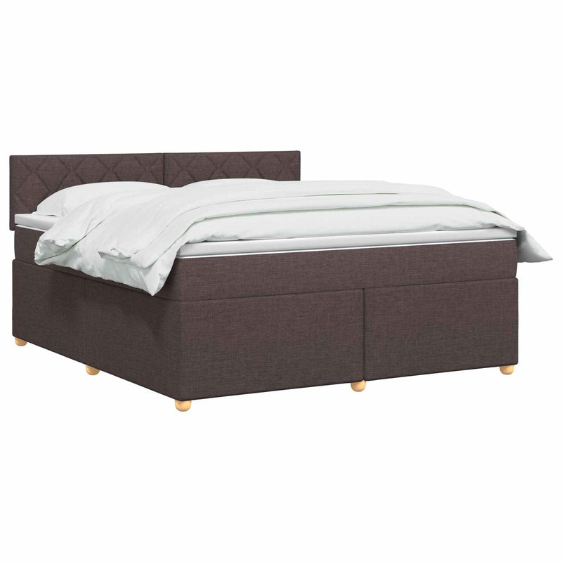 Pat boxspring cu saltea Maro închis 160 x 200 cm Țesătură