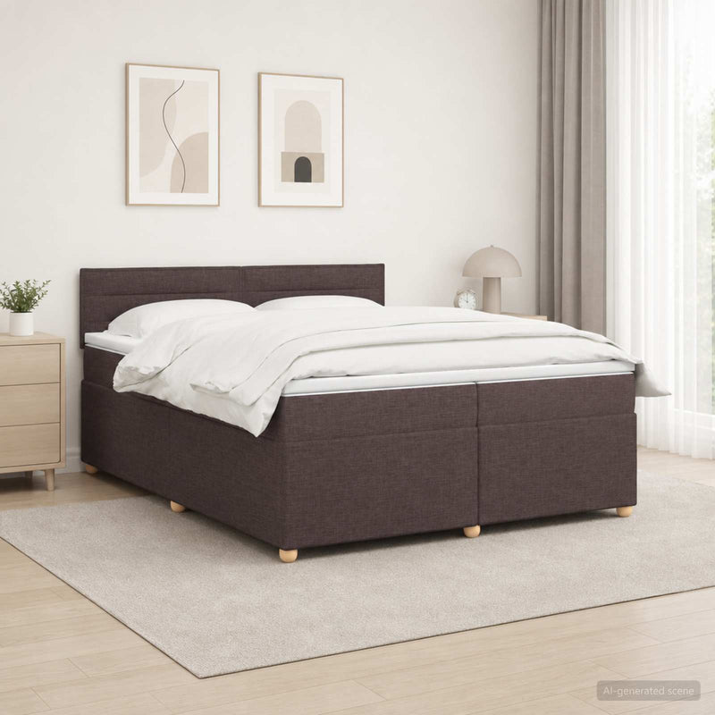 Pat boxspring cu saltea Maro închis 200 x 200 cm Țesătură