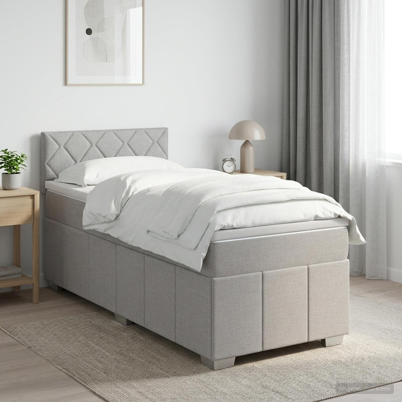 Pat boxspring cu saltea Gri deschis 80 x 200 cm Țesătură