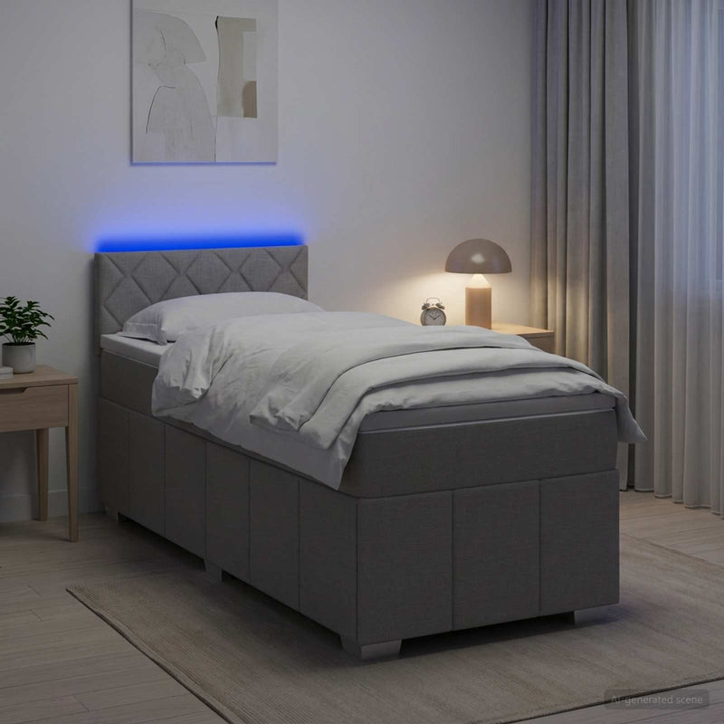Pat boxspring cu saltea Gri deschis 80 x 200 cm Țesătură