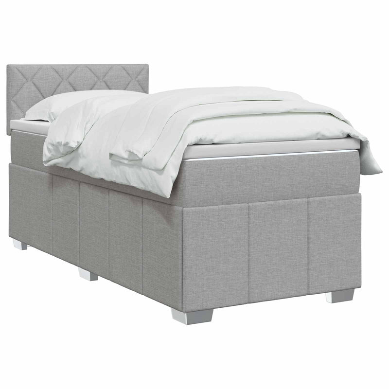 Pat boxspring cu saltea Gri deschis 80 x 200 cm Țesătură