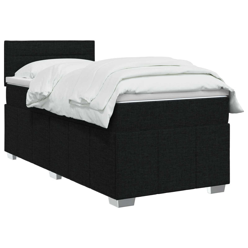 Pat boxspring cu saltea Negru 100 x 200 cm Țesătură