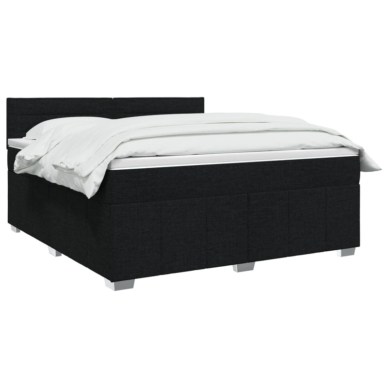 Pat boxspring cu saltea Negru 140 x 190 cm Țesătură