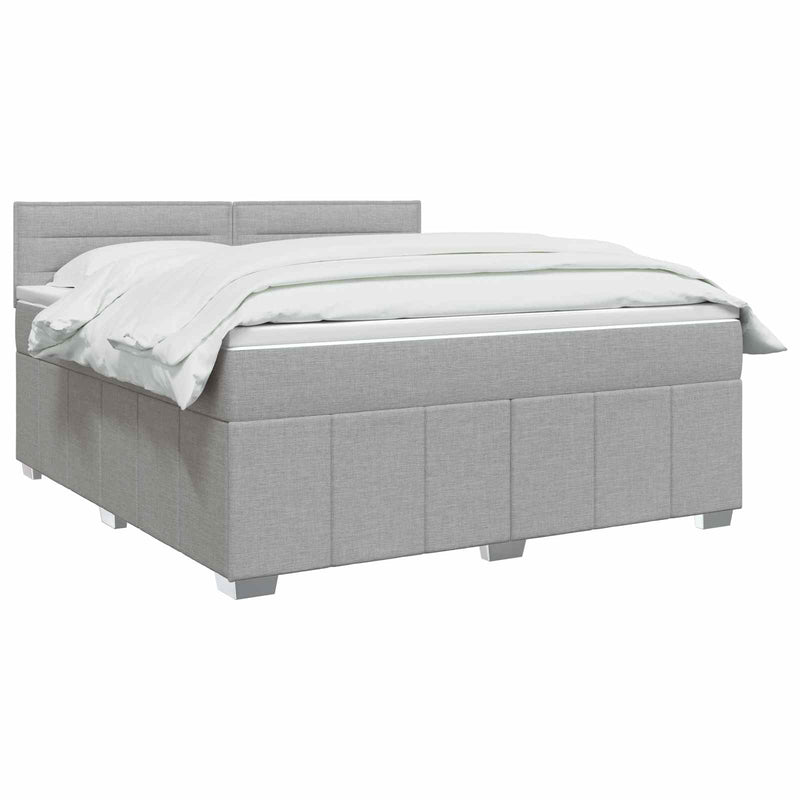 Pat boxspring cu saltea Gri deschis 140 x 200 cm Țesătură