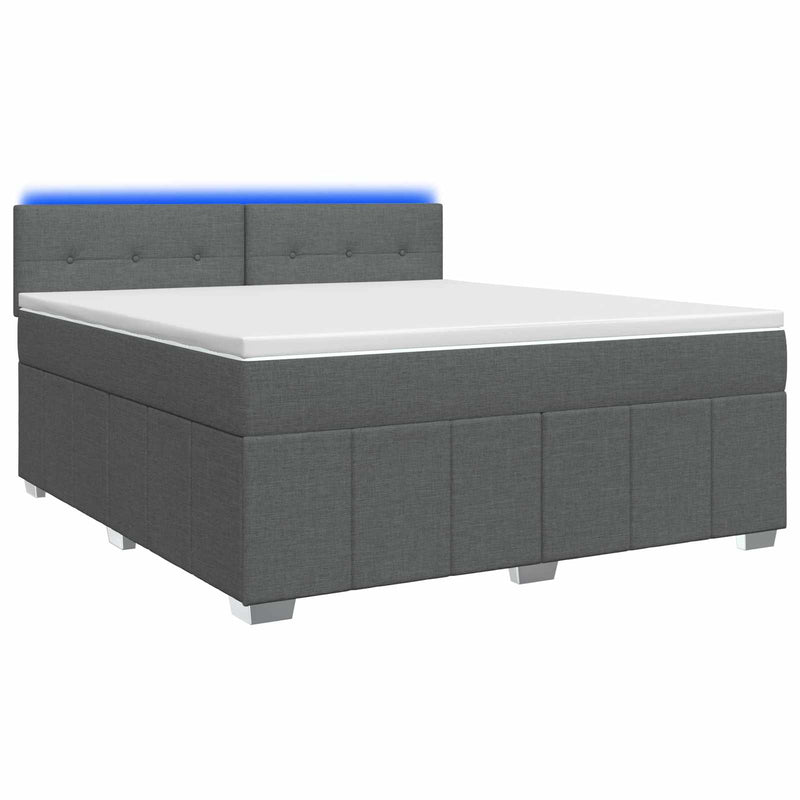 Pat boxspring cu saltea Gri închis 140 x 200 cm Țesătură