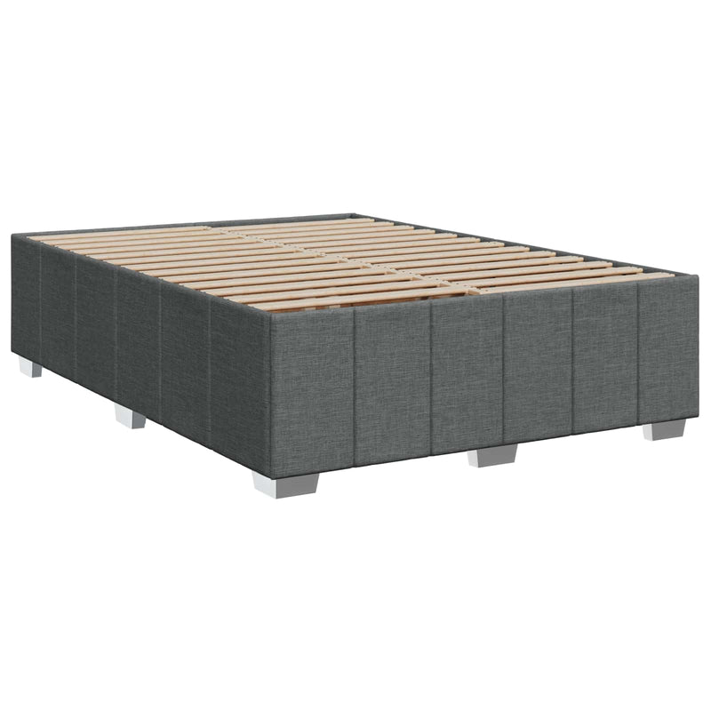Pat boxspring cu saltea Gri închis 140 x 200 cm Țesătură
