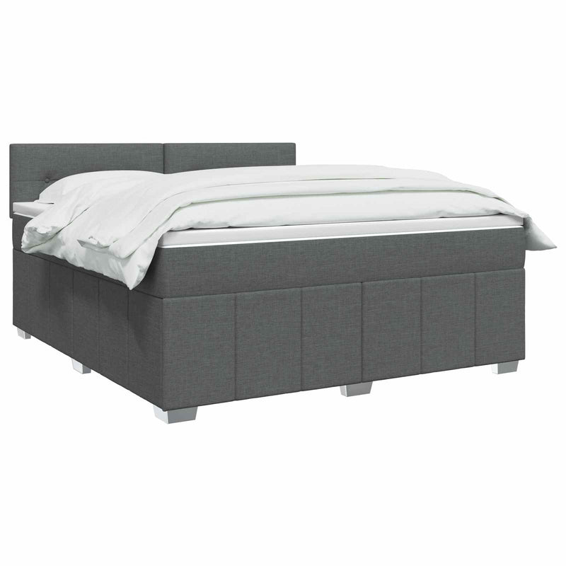 Pat boxspring cu saltea Gri închis 160 x 200 cm Țesătură