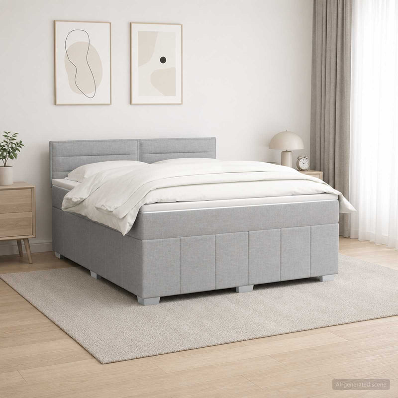 Pat boxspring cu saltea Gri deschis 140 x 200 cm Țesătură