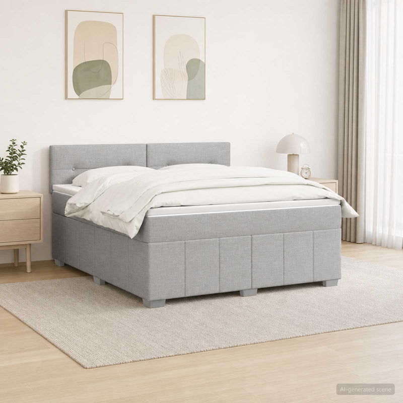 Pat boxspring cu saltea Gri deschis 140 x 200 cm Țesătură