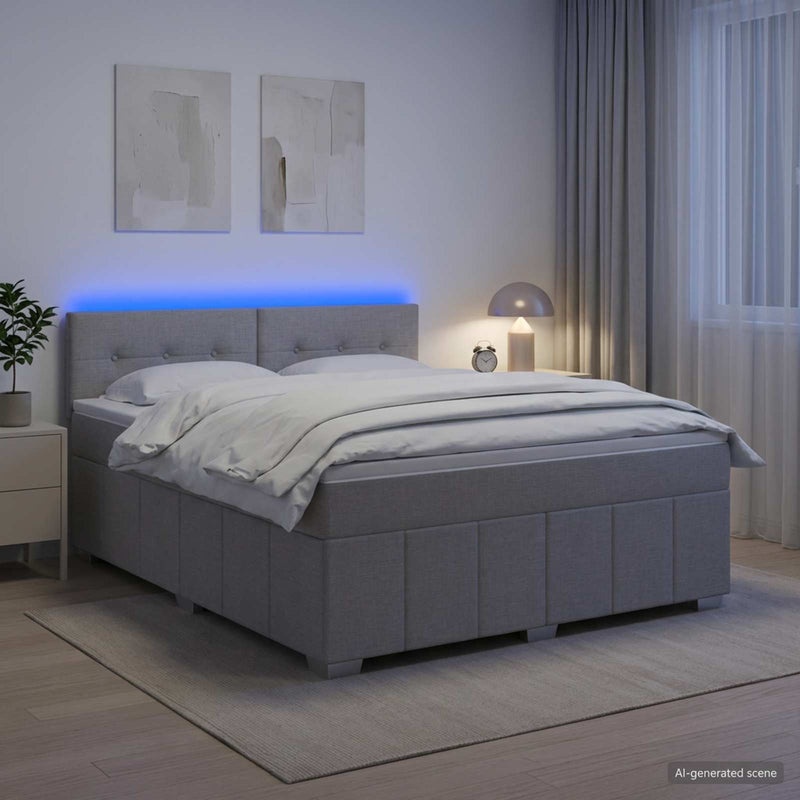 Pat boxspring cu saltea Gri deschis 140 x 190 cm Țesătură
