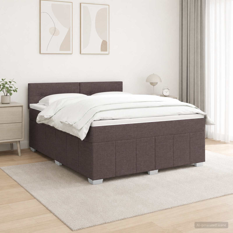 Pat boxspring cu saltea Maro închis 140 x 200 cm Țesătură