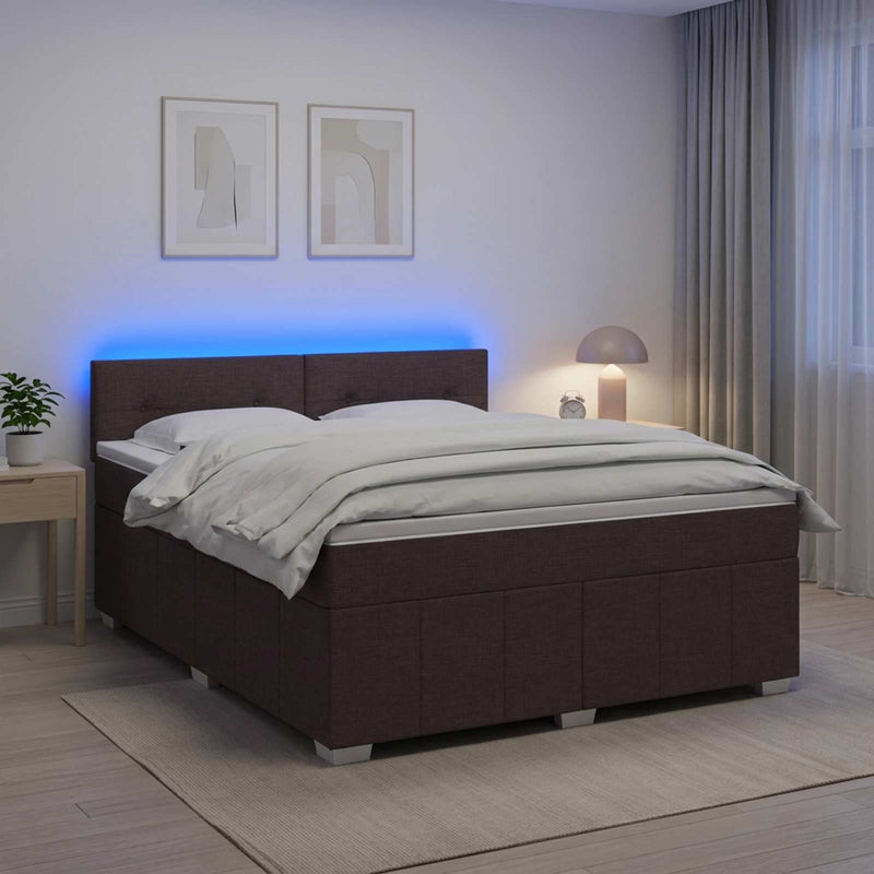 Pat boxspring cu saltea Maro închis 140 x 200 cm Țesătură