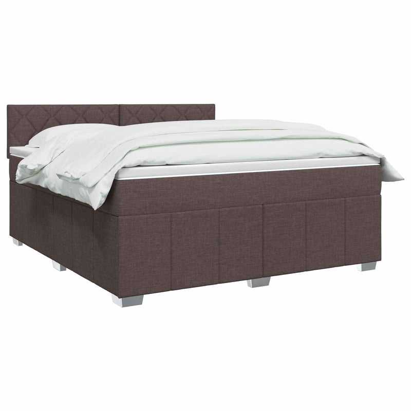 Pat boxspring cu saltea Maro închis 180 x 200 cm Țesătură