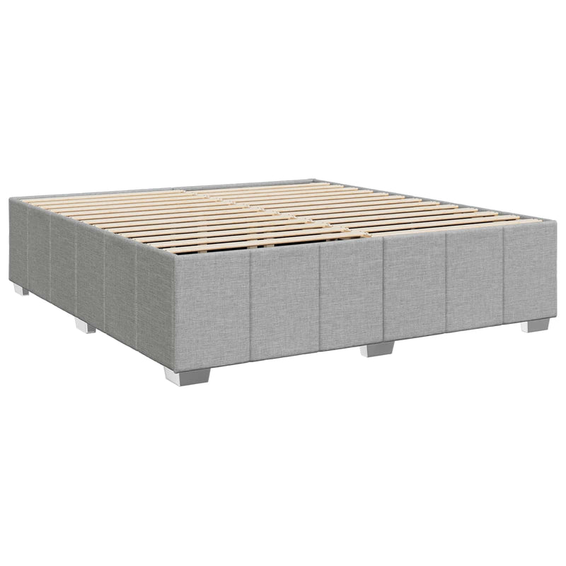 Pat boxspring cu saltea Gri deschis 200 x 200 cm Țesătură