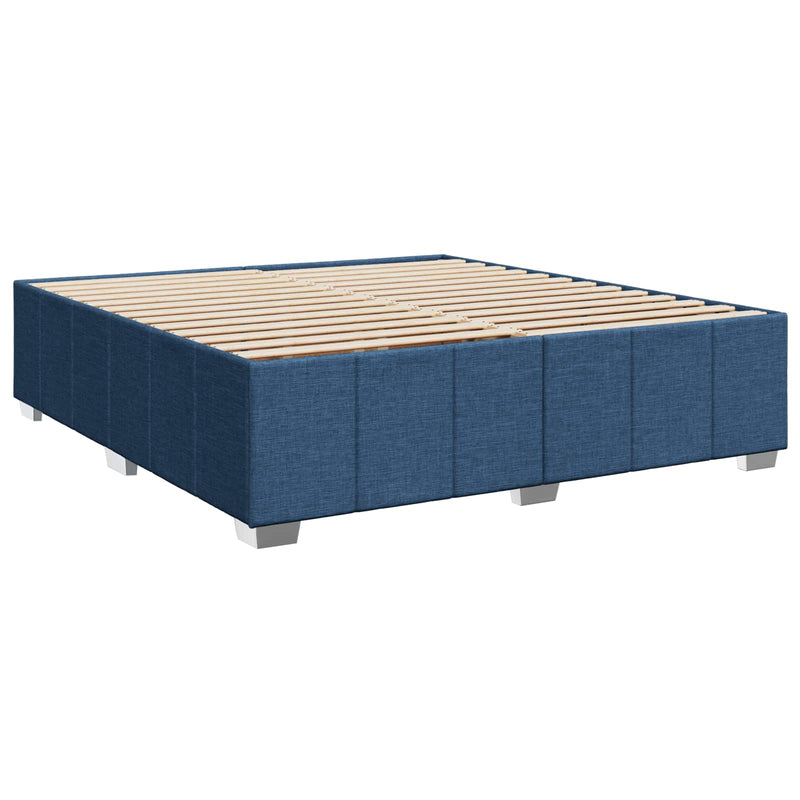 Pat boxspring cu saltea albastru 200 x 200 cm Țesătură