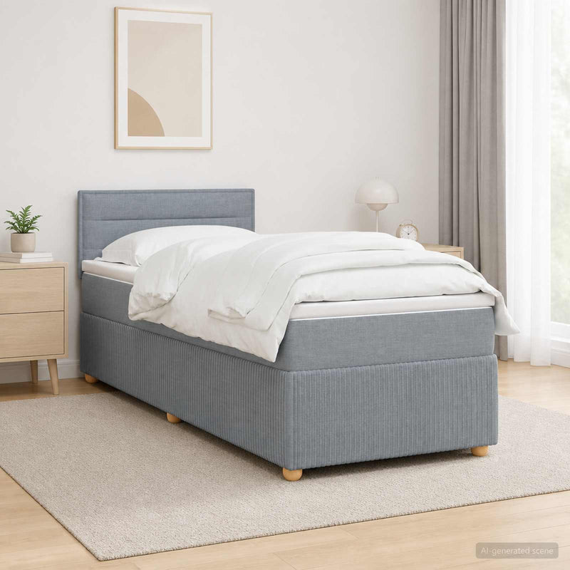 Pat boxspring cu saltea Gri deschis 80 x 200 cm Țesătură