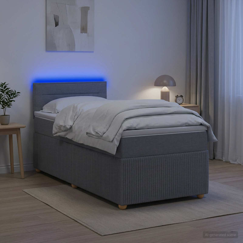 Pat boxspring cu saltea Gri deschis 80 x 200 cm Țesătură