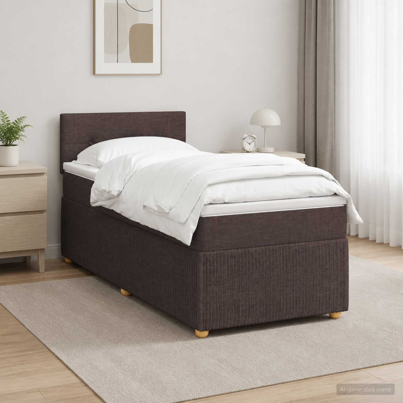Pat boxspring cu saltea Maro închis 80 x 200 cm Țesătură