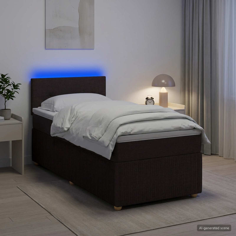 Pat boxspring cu saltea Maro închis 80 x 200 cm Țesătură