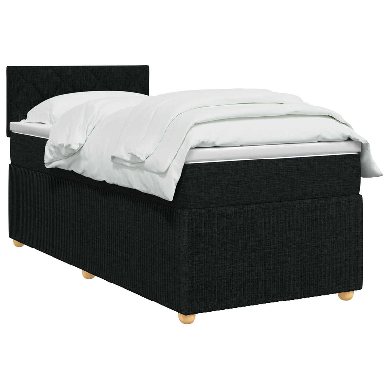Pat boxspring cu saltea cu benzi LED Negru 80 x 200 cm Țesătură