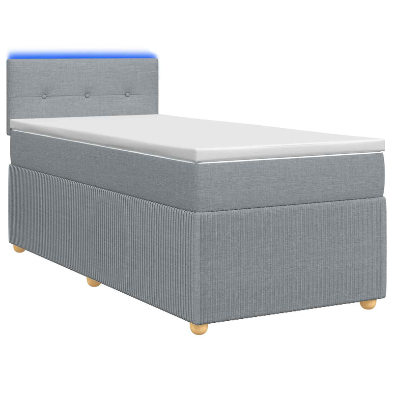 Pat boxspring cu saltea Gri deschis 100 x 200 cm Țesătură