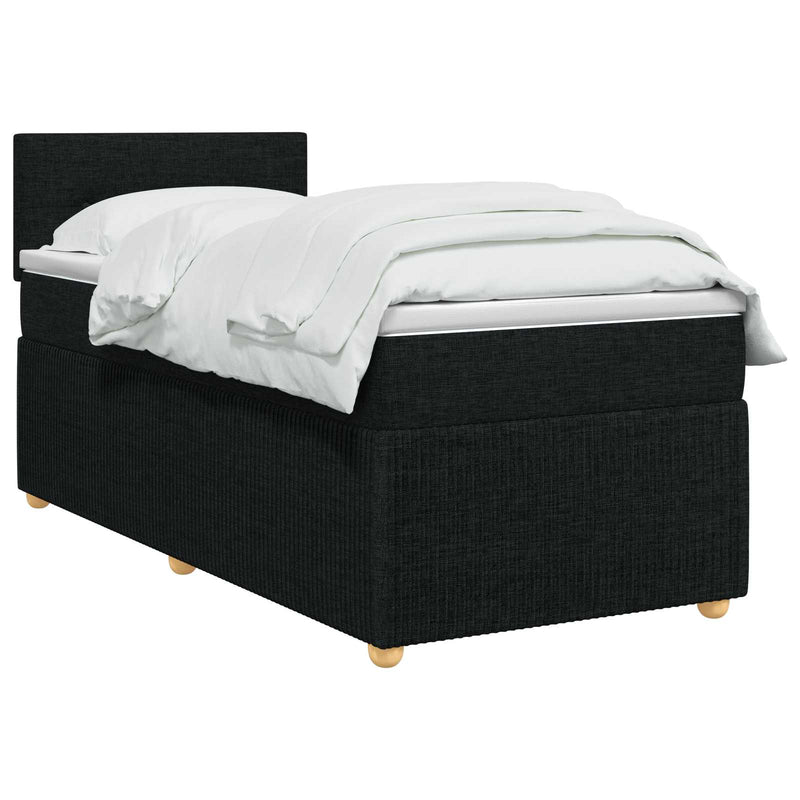 Pat boxspring cu saltea Negru 100 x 200 cm Țesătură