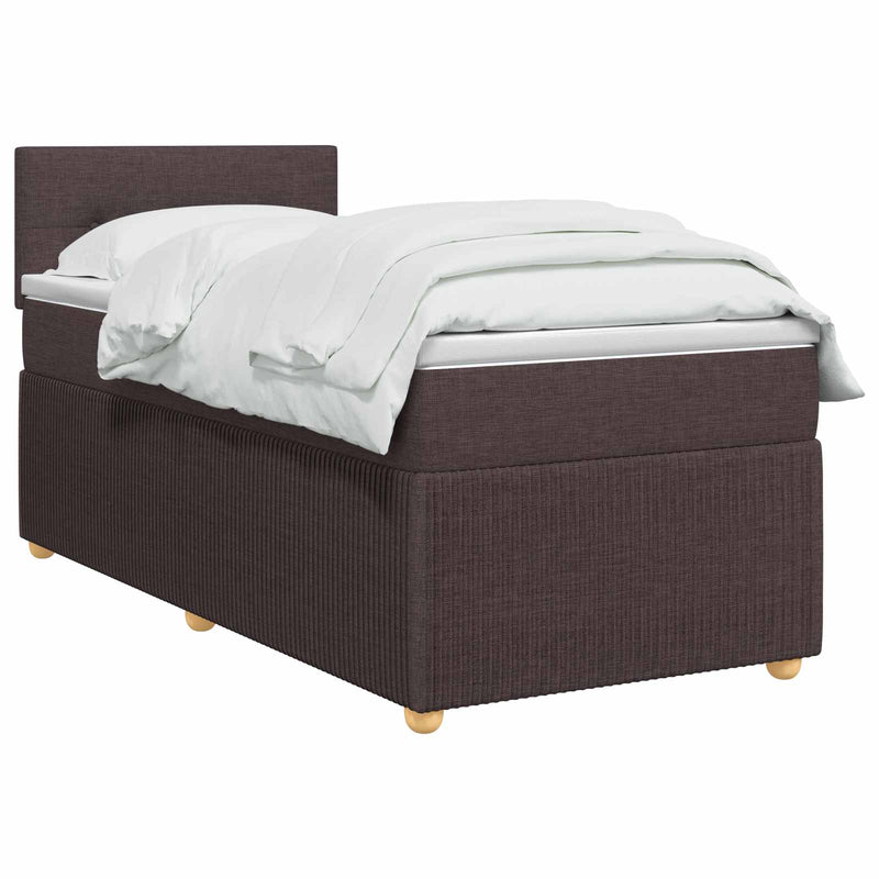 Pat boxspring cu saltea Maro închis 100 x 200 cm Țesătură
