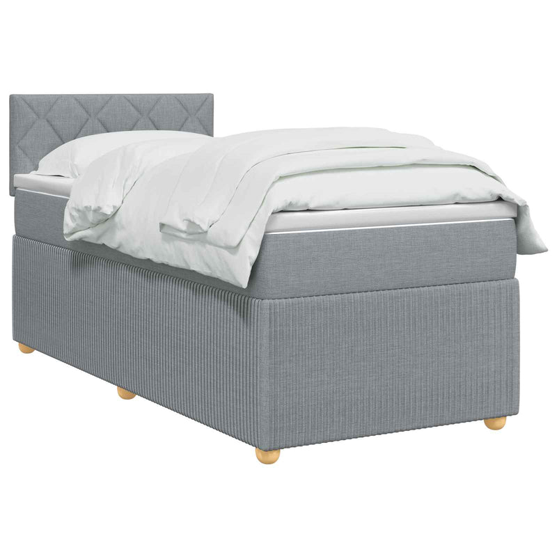Pat boxspring cu saltea Gri deschis 100 x 200 cm Țesătură