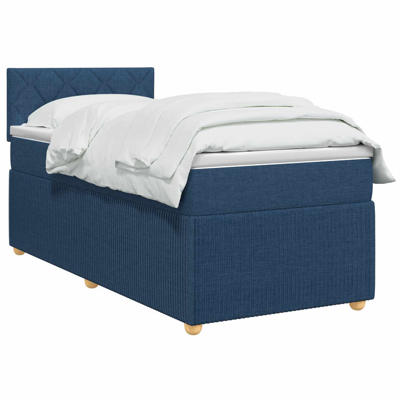 Pat boxspring cu saltea albastru 100 x 200 cm Țesătură