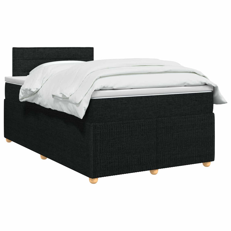 Pat boxspring cu saltea Negru 120 x 190 cm Țesătură
