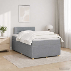 Pat boxspring cu saltea Gri deschis 120 x 200 cm Țesătură