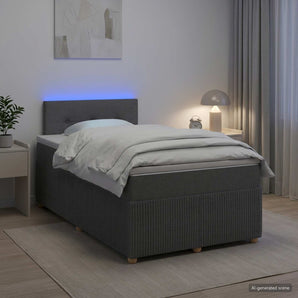 Pat boxspring cu saltea Gri închis 120 x 190 cm Țesătură