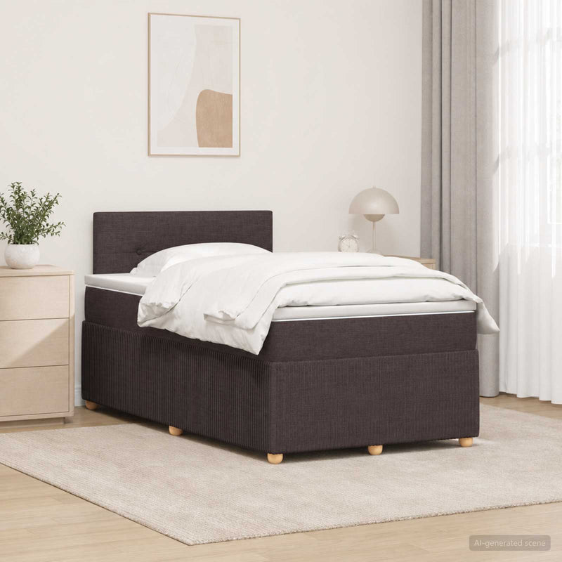 Pat boxspring cu saltea Maro închis 120 x 190 cm Țesătură