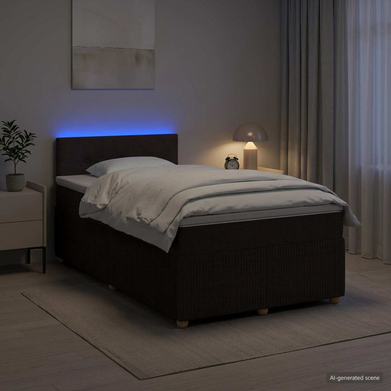 Pat boxspring cu saltea Maro închis 120 x 190 cm Țesătură