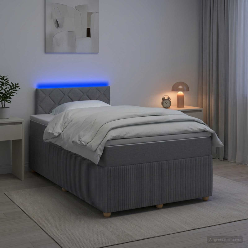 Pat boxspring cu saltea Gri deschis 120 x 190 cm Țesătură