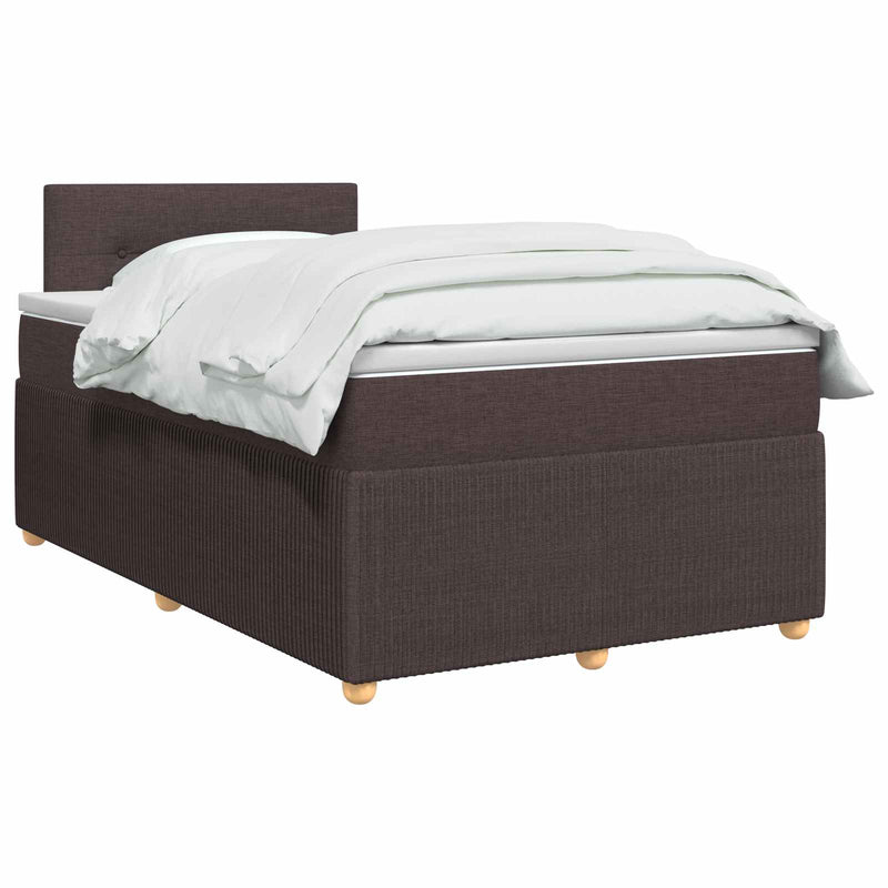 Pat boxspring cu saltea Maro închis 120 x 200 cm Țesătură