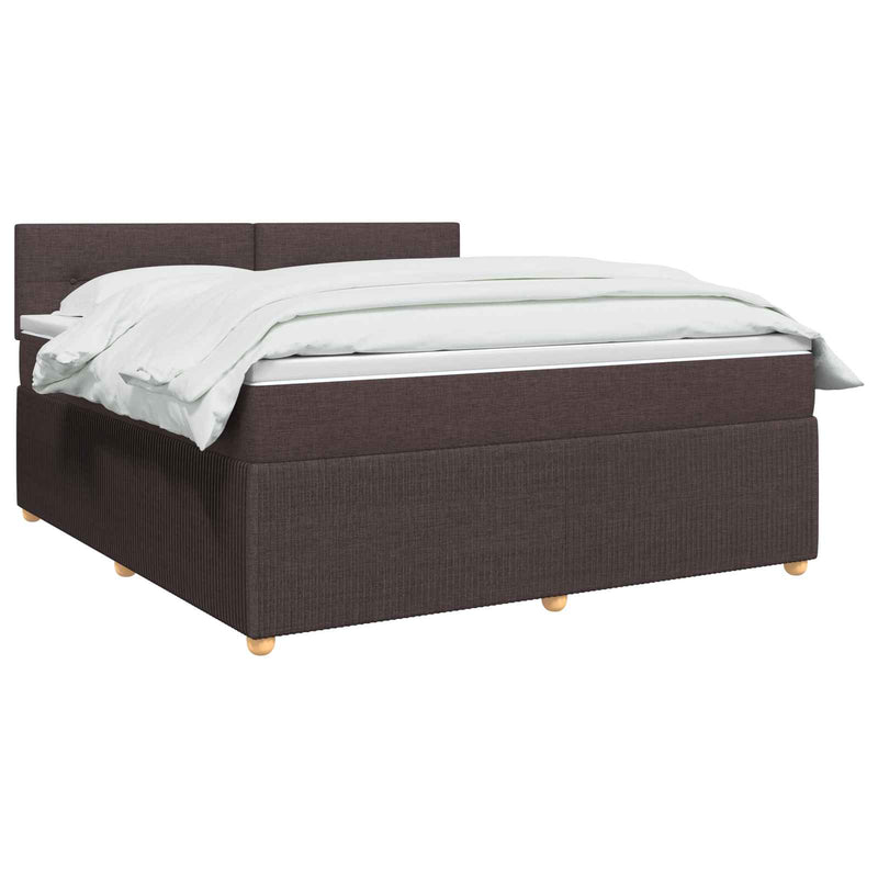Pat boxspring cu saltea Maro închis 140 x 190 cm Țesătură