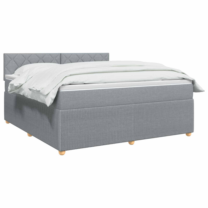 Pat boxspring cu saltea Gri deschis 140 x 200 cm Țesătură