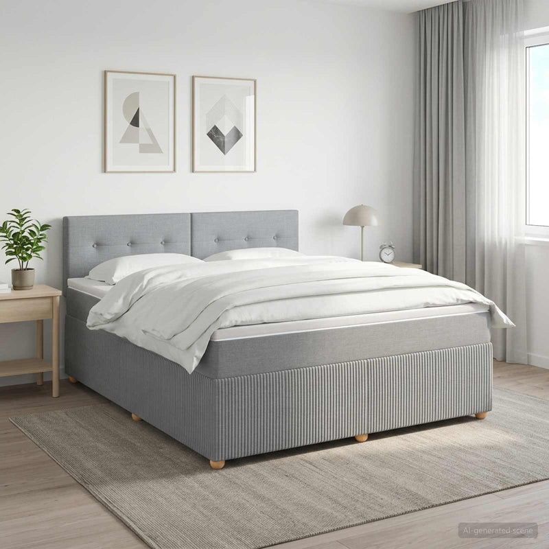 Pat boxspring cu saltea Gri deschis 160 x 200 cm Țesătură