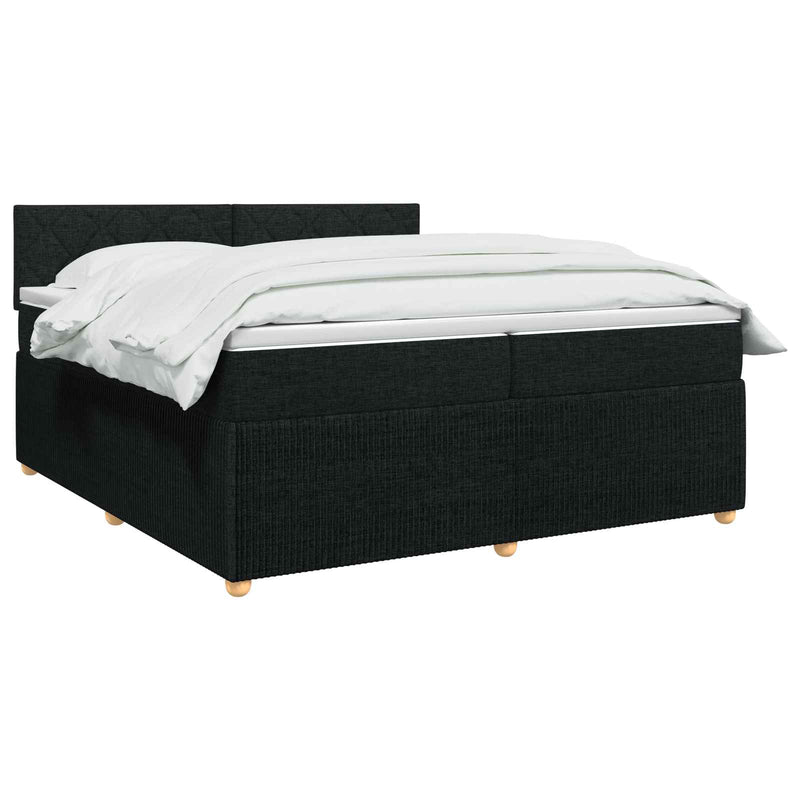 Pat boxspring cu saltea Negru 200 x 200 cm Țesătură