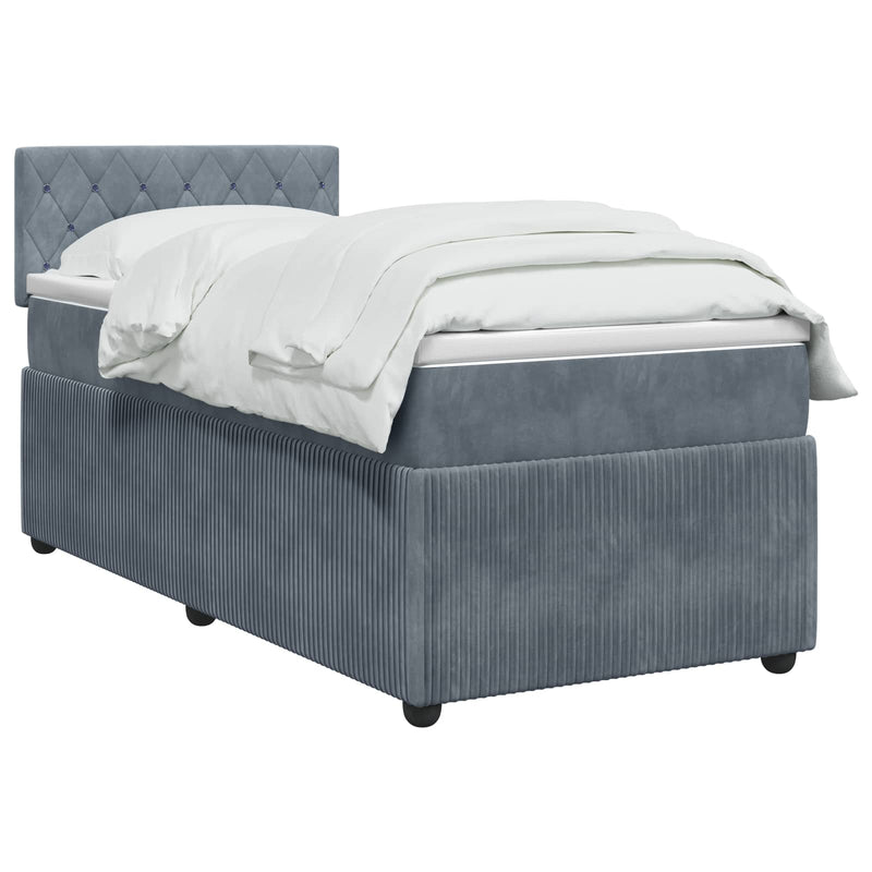 Pat boxspring cu saltea Gri închis 80 x 200 cm Catifea