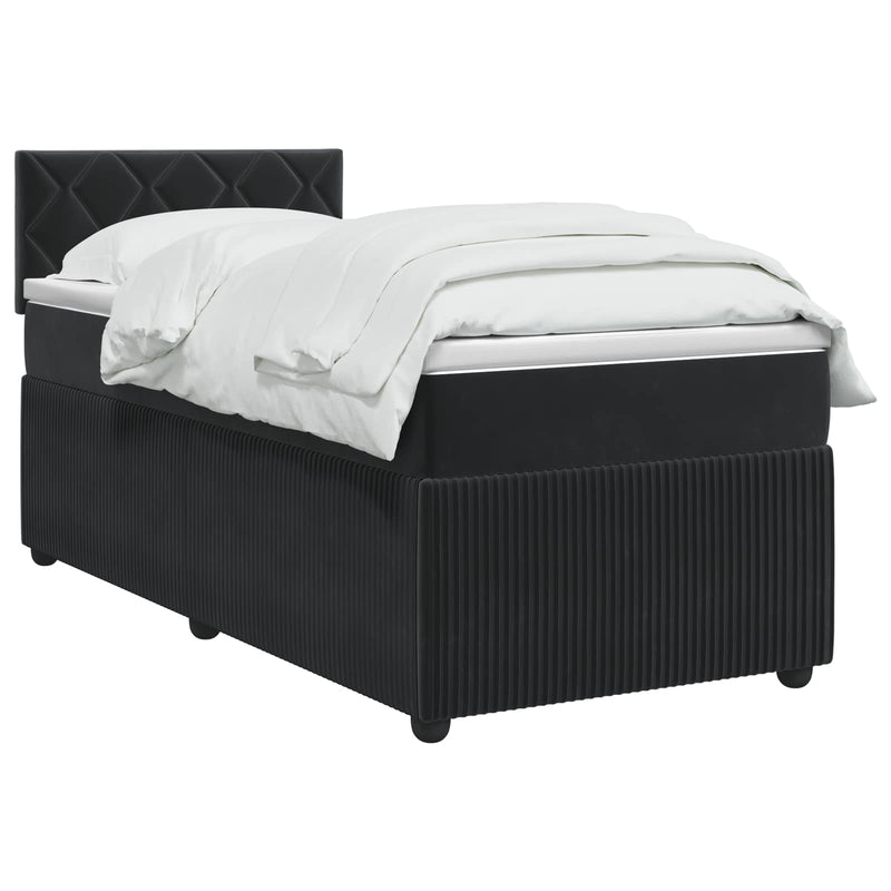 Pat boxspring cu saltea cu benzi LED Negru 80 x 200 cm Catifea