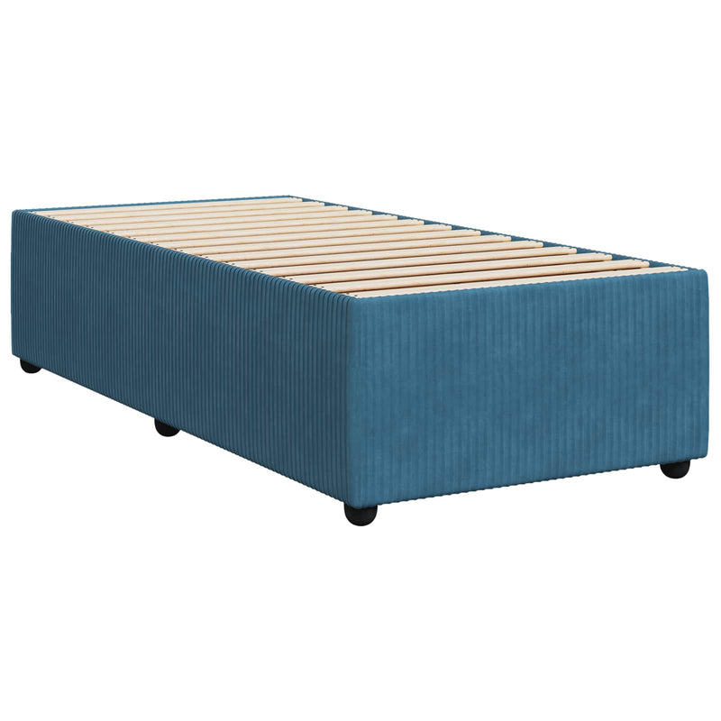 Pat boxspring cu saltea albastru 90 x 190 cm Catifea