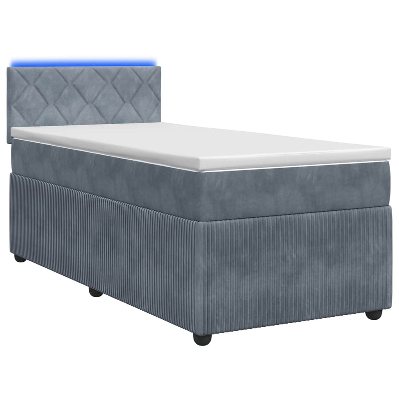 Pat boxspring cu saltea Gri închis 90 x 200 cm Catifea