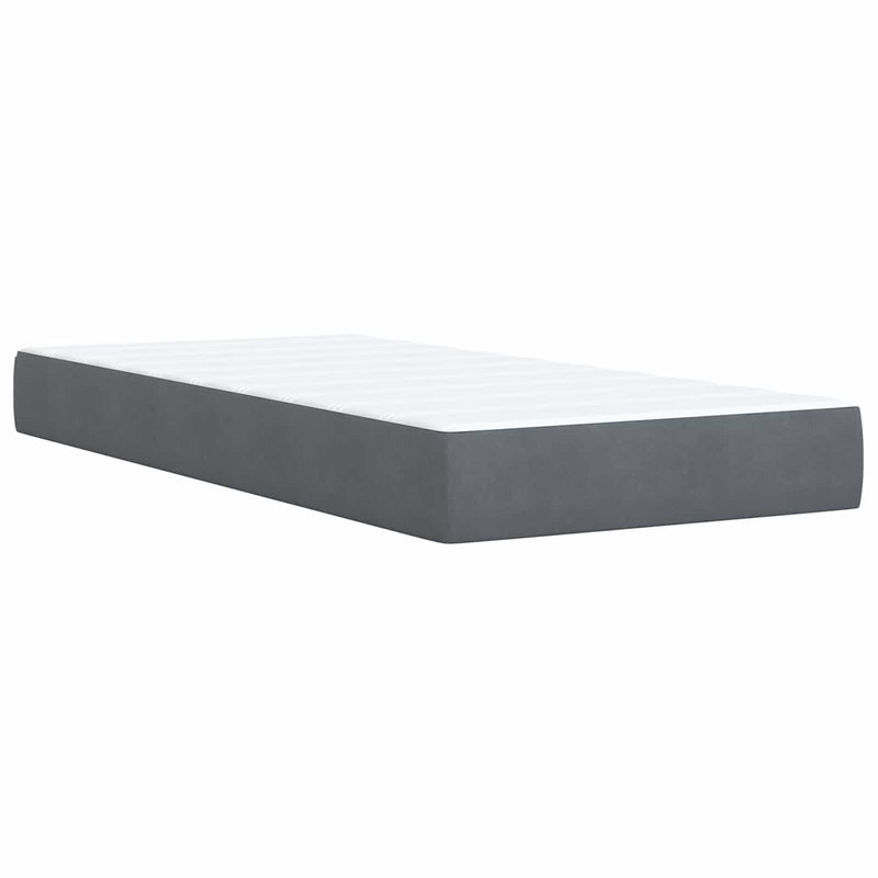 Pat boxspring cu saltea Gri închis 90 x 200 cm Catifea