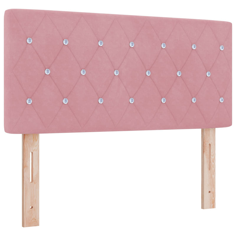 Pat boxspring cu saltea cu benzi LED Roz 100 x 200 cm Catifea