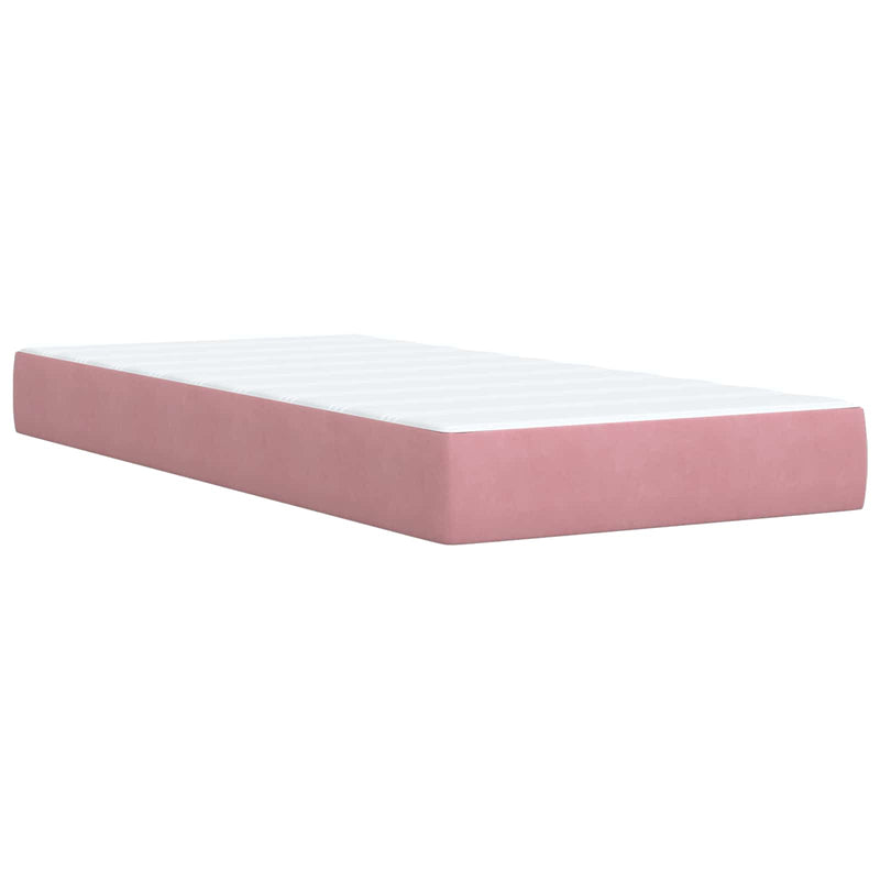 Pat boxspring cu saltea cu benzi LED Roz 100 x 200 cm Catifea